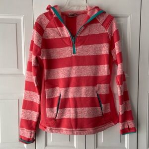Avalanche, Thermal Sweatshirt, Orange Striped with teal zipper details, Size L